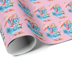 Papel De Regalo Chica de pato de Baby Shower de época corta