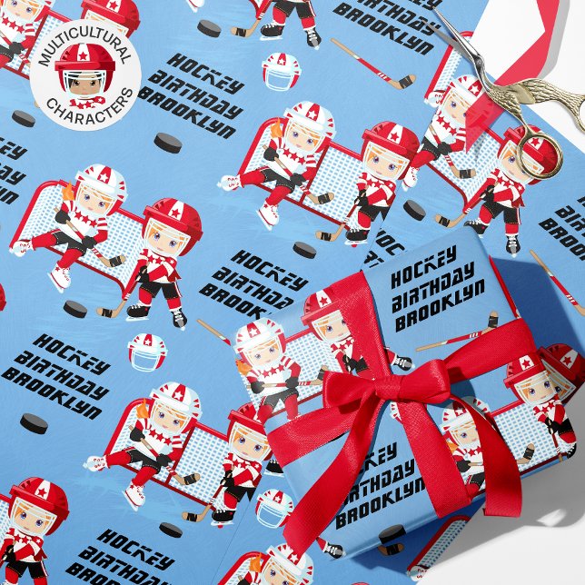 Papel De Regalo Chica de pelo rojo Hockey Cumpleaños personalizado (Subido por el creador)