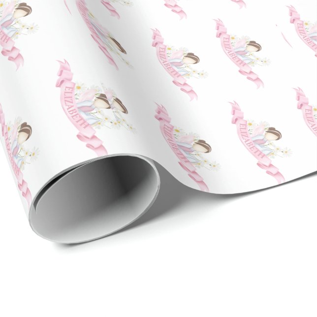 Papel De Regalo Chica de primera  Fiesta de cumpleaños personaliza (Esquina del rollo)