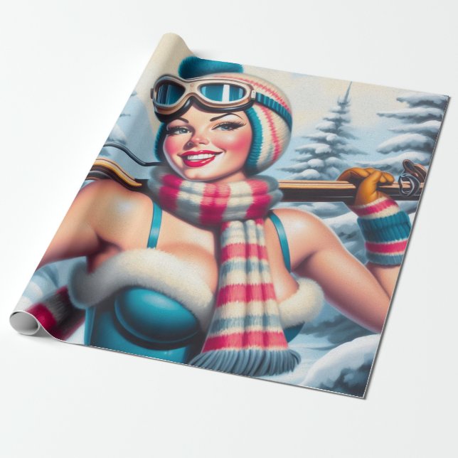 Papel De Regalo Chica de Winter Pin-up (Desenrollado)