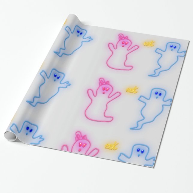Papel De Regalo Chica del chico revelador de género grisáceo rosa  (Desenrollado)