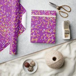 Papel De Regalo Chica Divertida Color Morado Patrón de Donut con S
