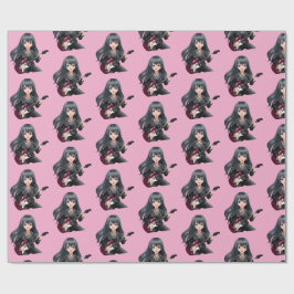 Papel De Regalo Chica emo con cabello negro largo