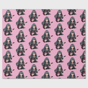 Papel De Regalo Chica emo con cabello negro largo