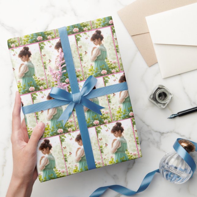 Papel De Regalo Chica En El Jardín De Verano (Regalar)