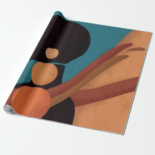 Papel De Regalo chica en el trópico. Hermosa mujer africana. Negro