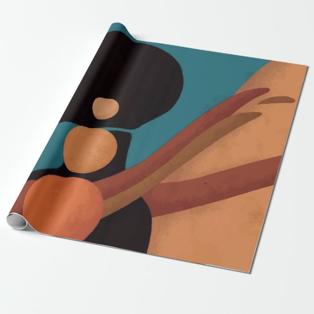 Papel De Regalo chica en el trópico. Hermosa mujer africana. Negro (Desenrollado)