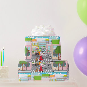 Papel De Regalo Chica En Un Cruce Peatonal
