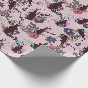 Papel De Regalo Chica floral Rustic Deer Head Mauve Baby Shower