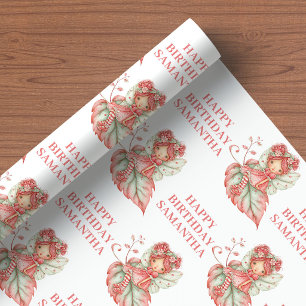 Papel De Regalo Chica Hada de Pastel Rubor Floral Cumpleaños Envol