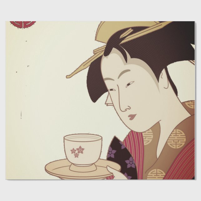 Papel De Regalo Chica japonés Geisha  (Superficie plana)