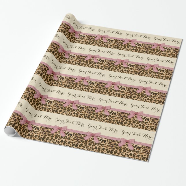 Papel De Regalo Chica Leopard Print Baby Pink Bow (Desenrollado)