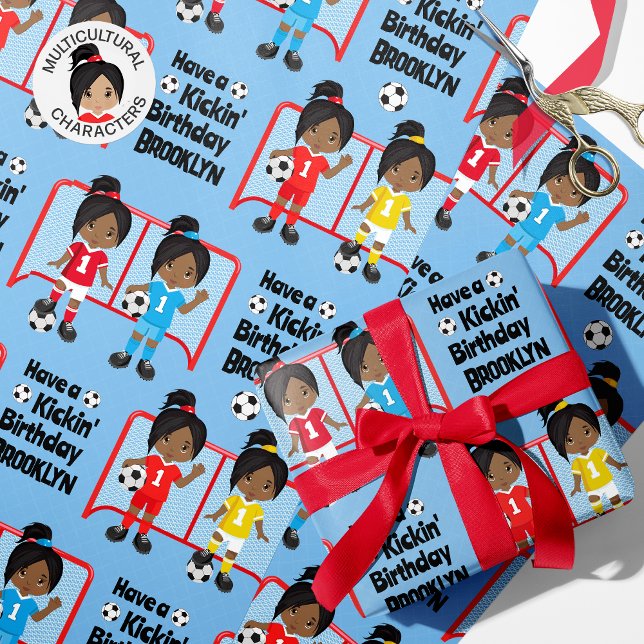 Papel De Regalo Chica negro Cumpleaños personalizado (Subido por el creador)
