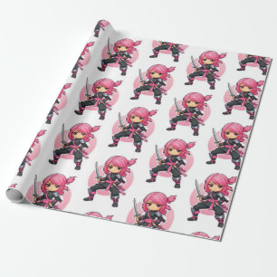 Papel De Regalo Chica Ninja Rosa