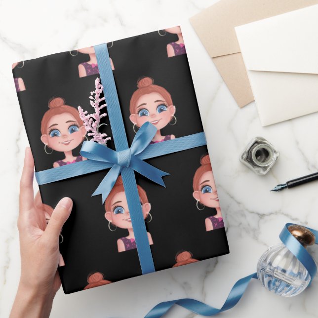 Papel De Regalo Chica personalizado con ojos grandes (Regalar)