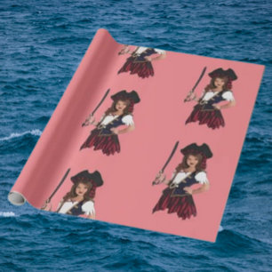 Papel De Regalo Chica Pirata Rosa Divertida