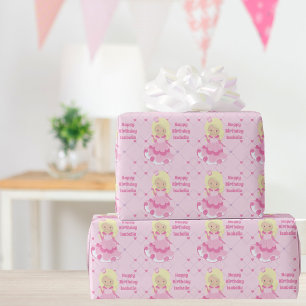 Papel De Regalo Chica Princesa bonito Feliz cumpleaños Personaliza