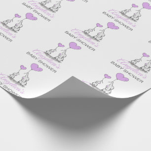 Papel De Regalo CHICA púrpura personalizado del elefante de BABY