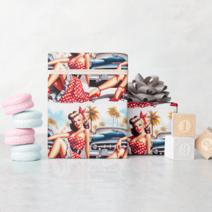 Papel De Regalo Chica Retro Clásico Pin Up