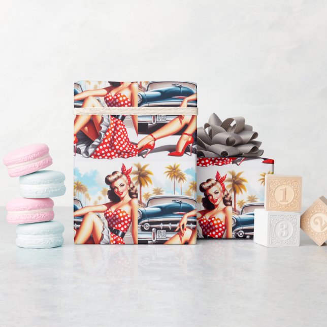 Papel De Regalo Chica Retro Clásico Pin Up (Baby Shower)