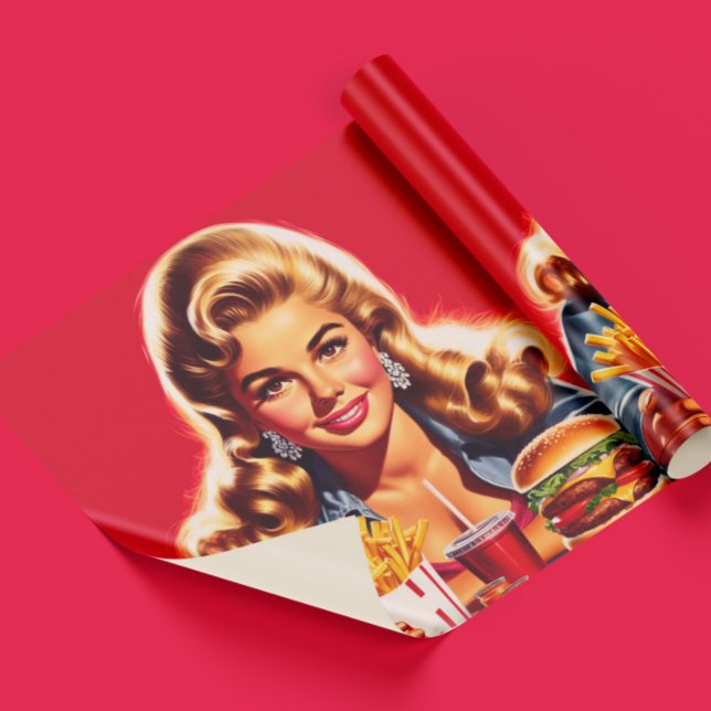 Papel De Regalo Chica Retro de Comida Rápida (Subido por el creador)
