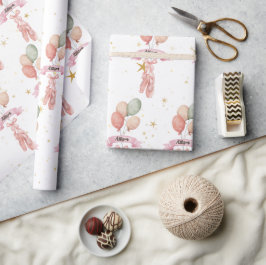 Papel De Regalo Chica Rosa Ballerina Pattern Partido de cumpleaños