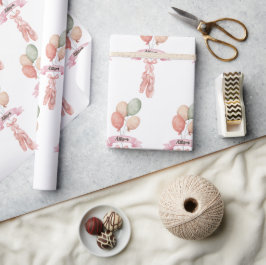 Papel De Regalo Chica Rosa Ballerina Pattern Partido de cumpleaños
