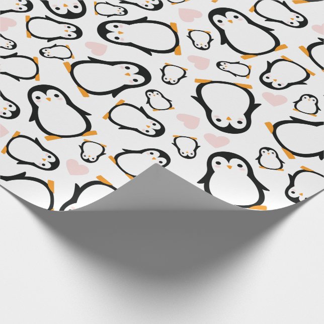 Papel De Regalo Chica rosa de Cute Penguin Baby Shower (Esquina)