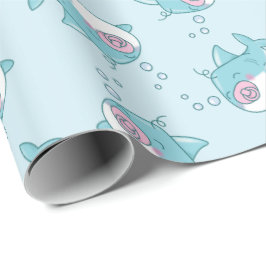 Papel De Regalo Chica rosa de Cute Shark Baby Shower Kawaii