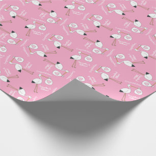 Papel De Regalo Chica rosa de Stork Baby Shower Personalizado