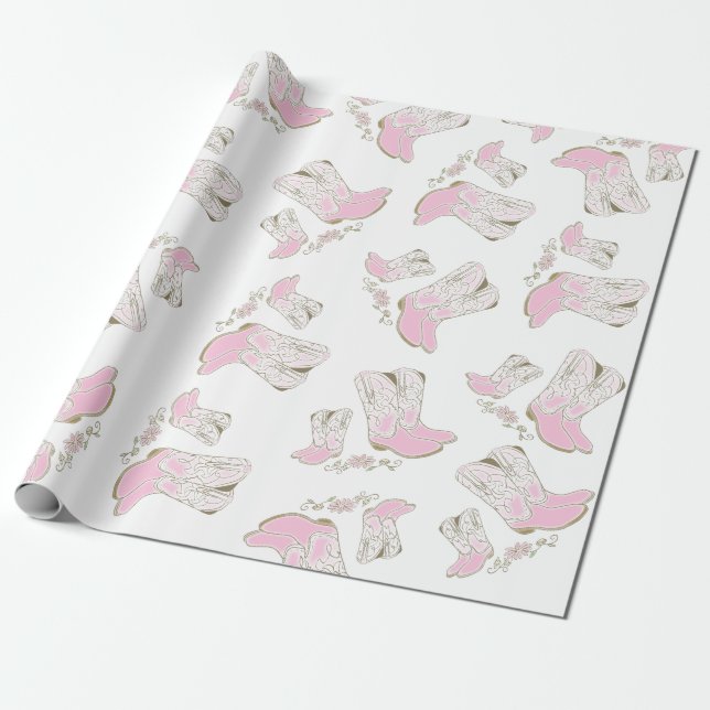 Papel De Regalo Chica rosa occidental del país Baby Shower rural d (Desenrollado)