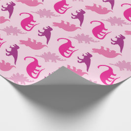 Papel De Regalo Chica rosado de dinosaurios pequeños Baby Shower D