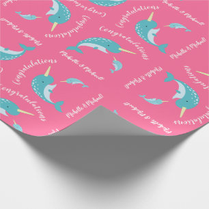 Papel De Regalo Chica rosado de Narwhal Baby Shower