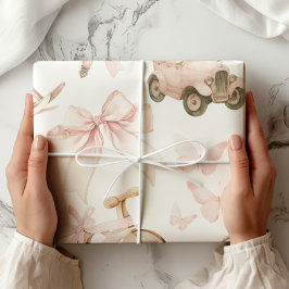 Papel De Regalo Chica rosado de vintage