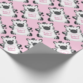 Papel De Regalo Chica rosado zebra Baby Shower Safari