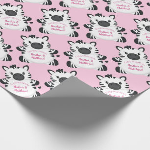 Papel De Regalo Chica rosado zebra Baby Shower Safari