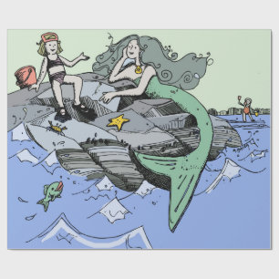 Papel De Regalo Chica Sirena Verano Playa Amistad Caprichosa