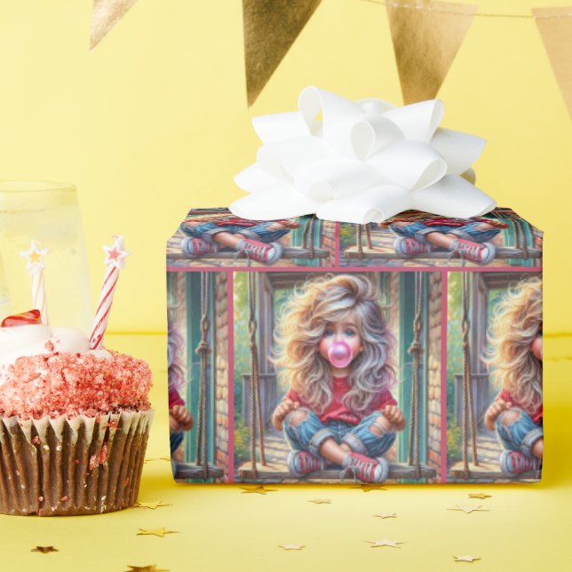 Papel De Regalo Chica suave que resplandece burbuja (Fiesta de cumpleaños )