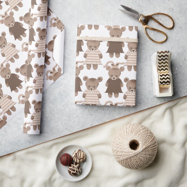 Papel De Regalo Chica Teddy Bear Baby Shower (Artesanía)