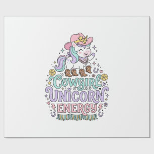 Papel De Regalo Chica Vaquera Unicornio Energía Unicornio Producto