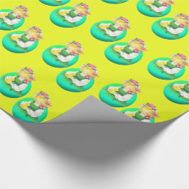 Papel De Regalo Chica Vintage de Pascua con Pollito de Pascua