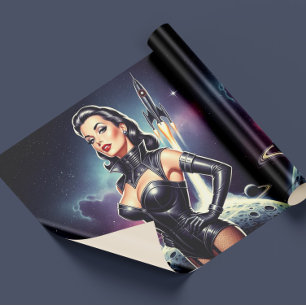 Papel De Regalo Chica vintage del espacio