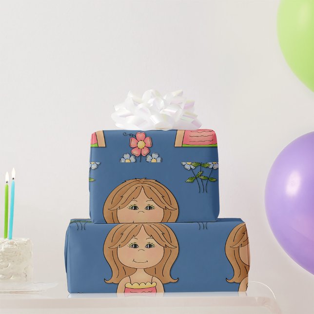 Papel De Regalo Chica Y Flores (Subido por el creador)