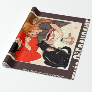 Papel De Regalo Chica y gato, afiche de época, Alexandre Steinlen