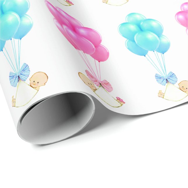 Papel De Regalo Chica y regalo de niño para bebés gemelos (Esquina del rollo)