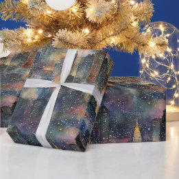 Papel De Regalo Chicago en Navidades y acuarelas de Año Nuevo