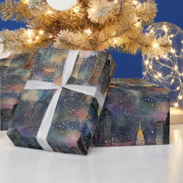 Papel De Regalo Chicago en Navidades y acuarelas de Año Nuevo