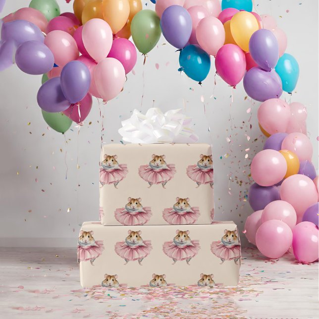Papel De Regalo Chicas Ballerina Hamster Cumpleaños (Subido por el creador)