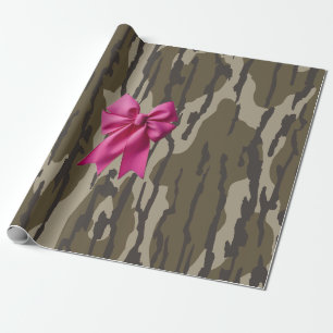 Papel De Regalo Chicas Camo Cinta Rosa Bow Bottomland Camo