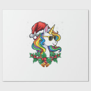 Papel De Regalo Chicas Chicos Unicornio de Navidad Santa Monas Niñ